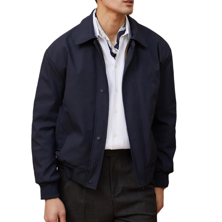 Herren klassische Harrington-Jacke mit Reißverschluss und Rippbündchen Drune
