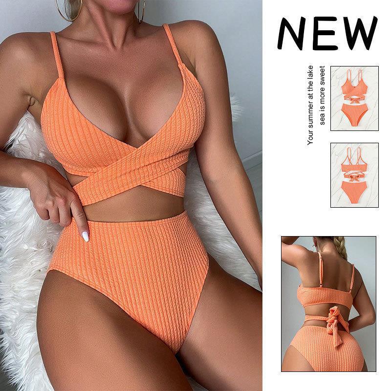 Damen Hochtailliertes Bikini-Set mit Criss-Cross Design Drune