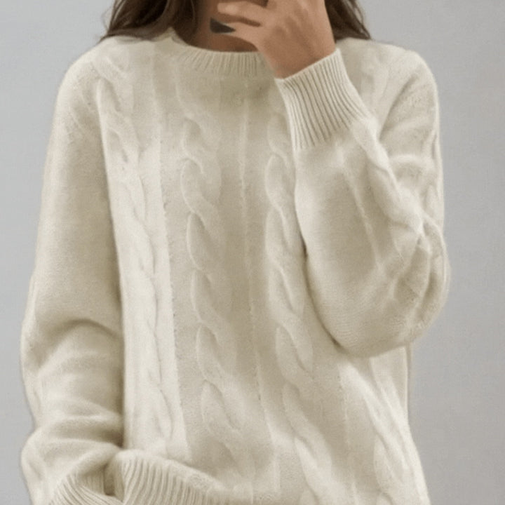 Damen Kuscheliger Zopfmuster-Feinstrickpullover mit legerer Passform Drune