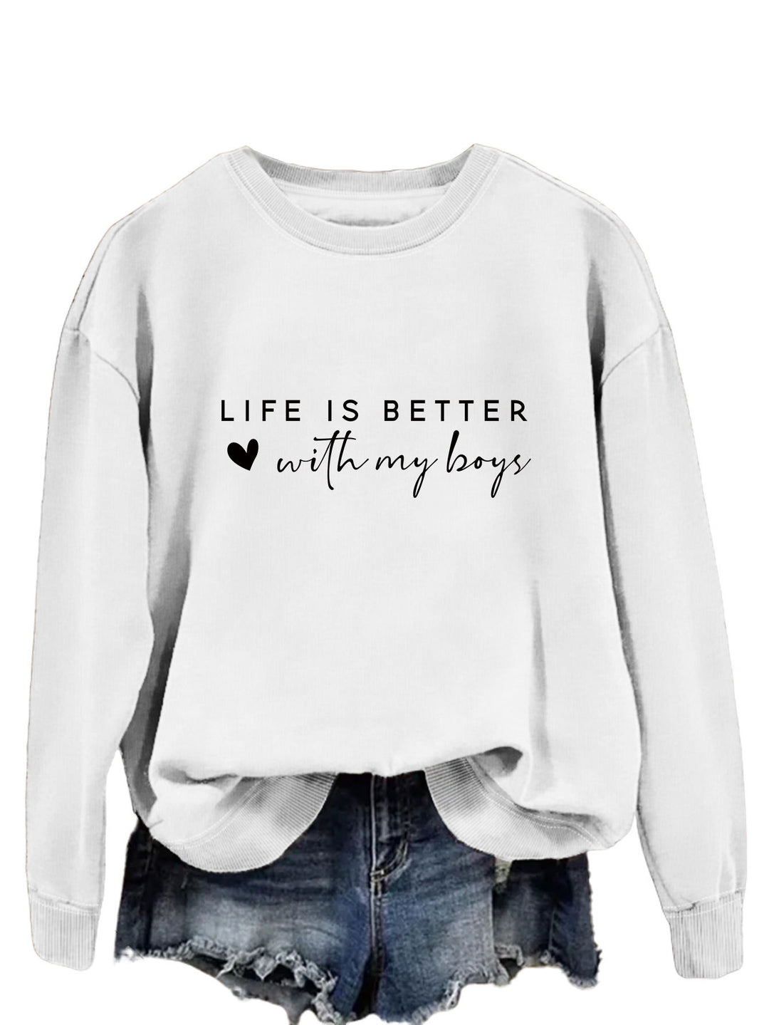 Damen gemütlicher Rundhals-Sweater mit inspirierendem Aufdruck Drune