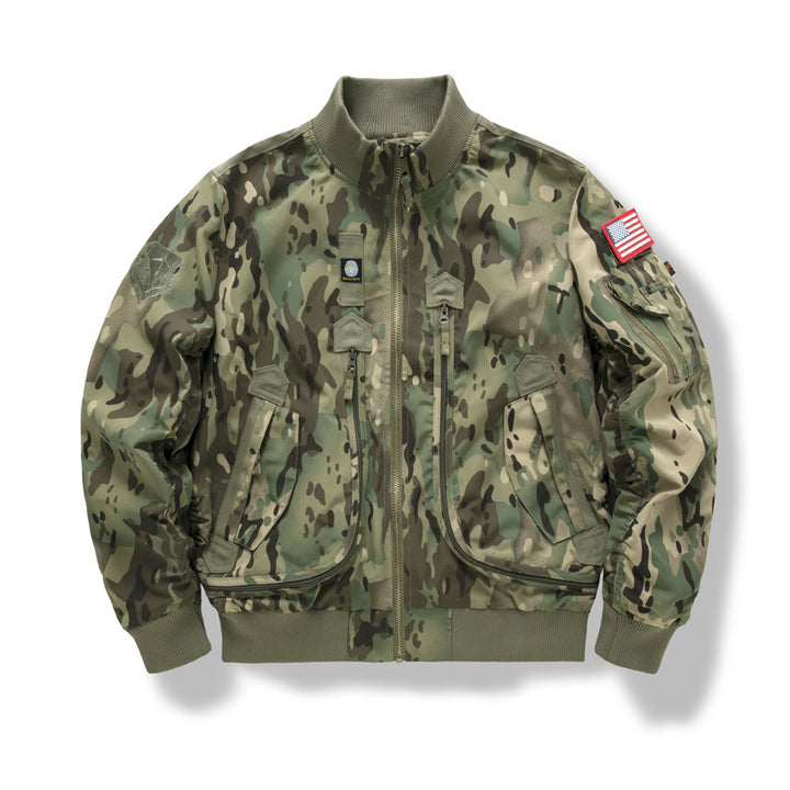 Herren Military-Bomberjacke mit verstärkten Multifach-Taschen und Stehkragen Drune