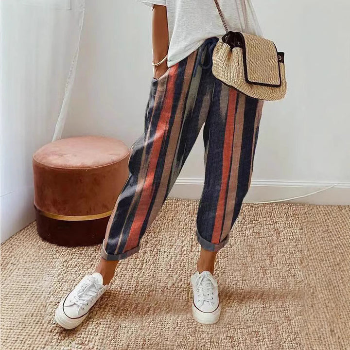 Damenschalotte-Haremshosen mit floralem Stickmuster Drune