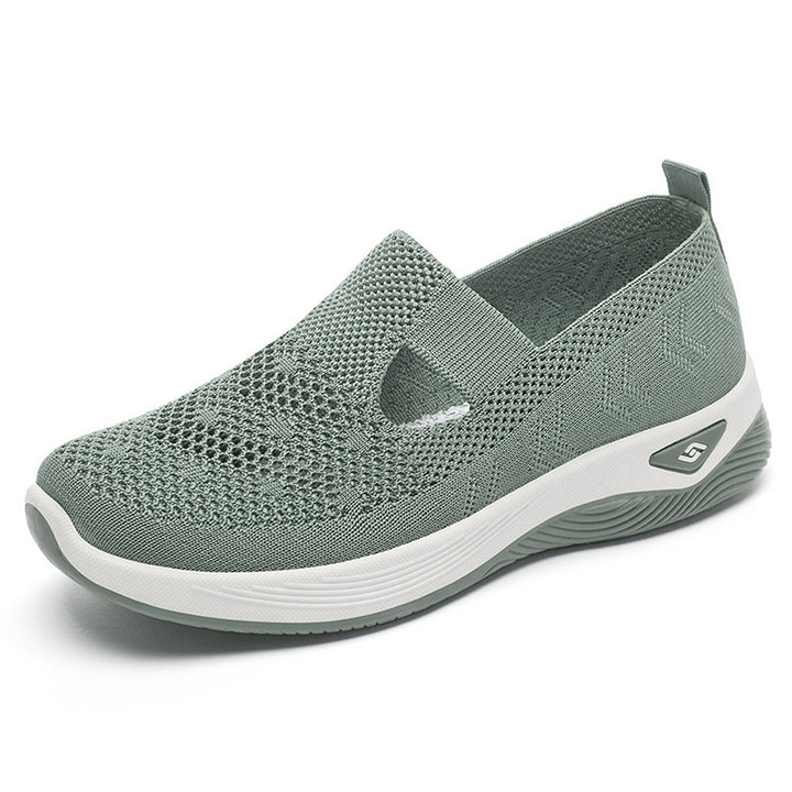 Damen nan leichter gestrickter Slipper-Sneaker mit elastischem Mittelriemen und ergonomischer Memory-Komfortsohle Drune
