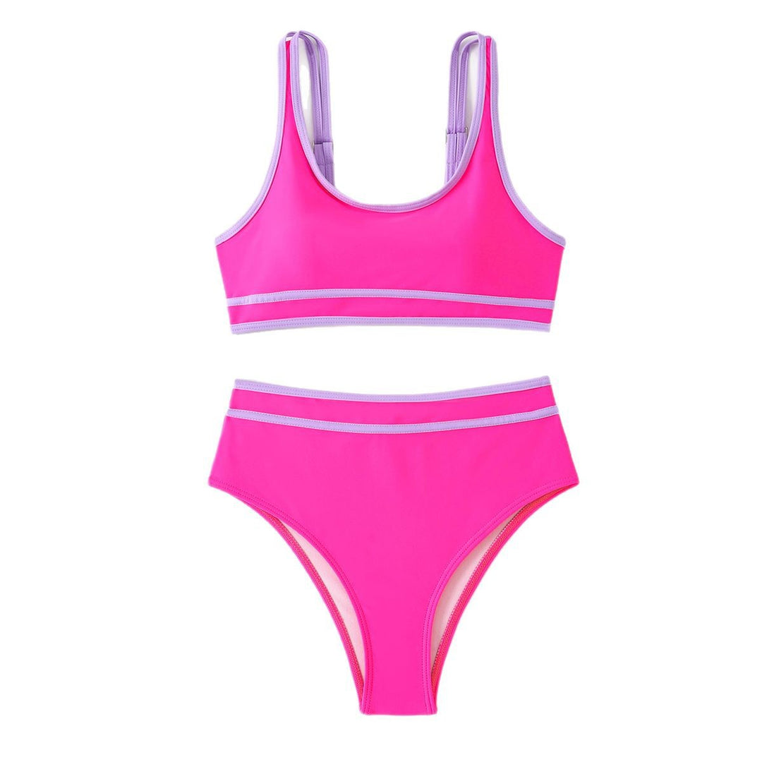 Damen Sportliches Bikini-Set mit Hochbund und Kontrastdetails Drune