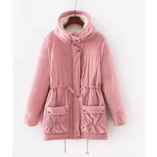 Damen nan taillierter Thermo-Parka mit Sherpa-Kapuze, verstellbarem Taillenzug und großen Pattentaschen Drune