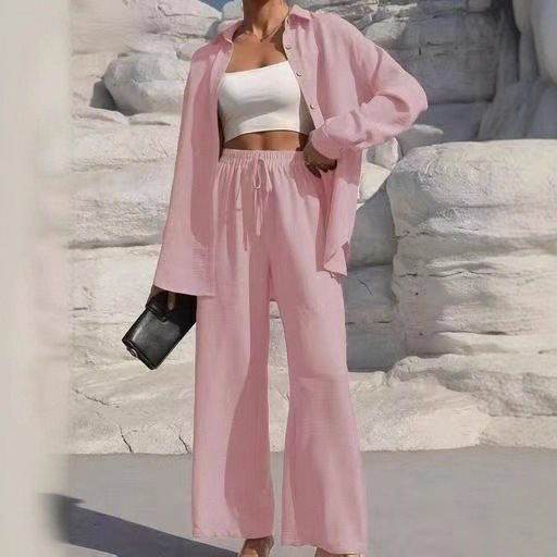 Damen lässiger Satin-Loungewear-Anzug mit weitem Schnitt und nachhaltigem Stoff Drune