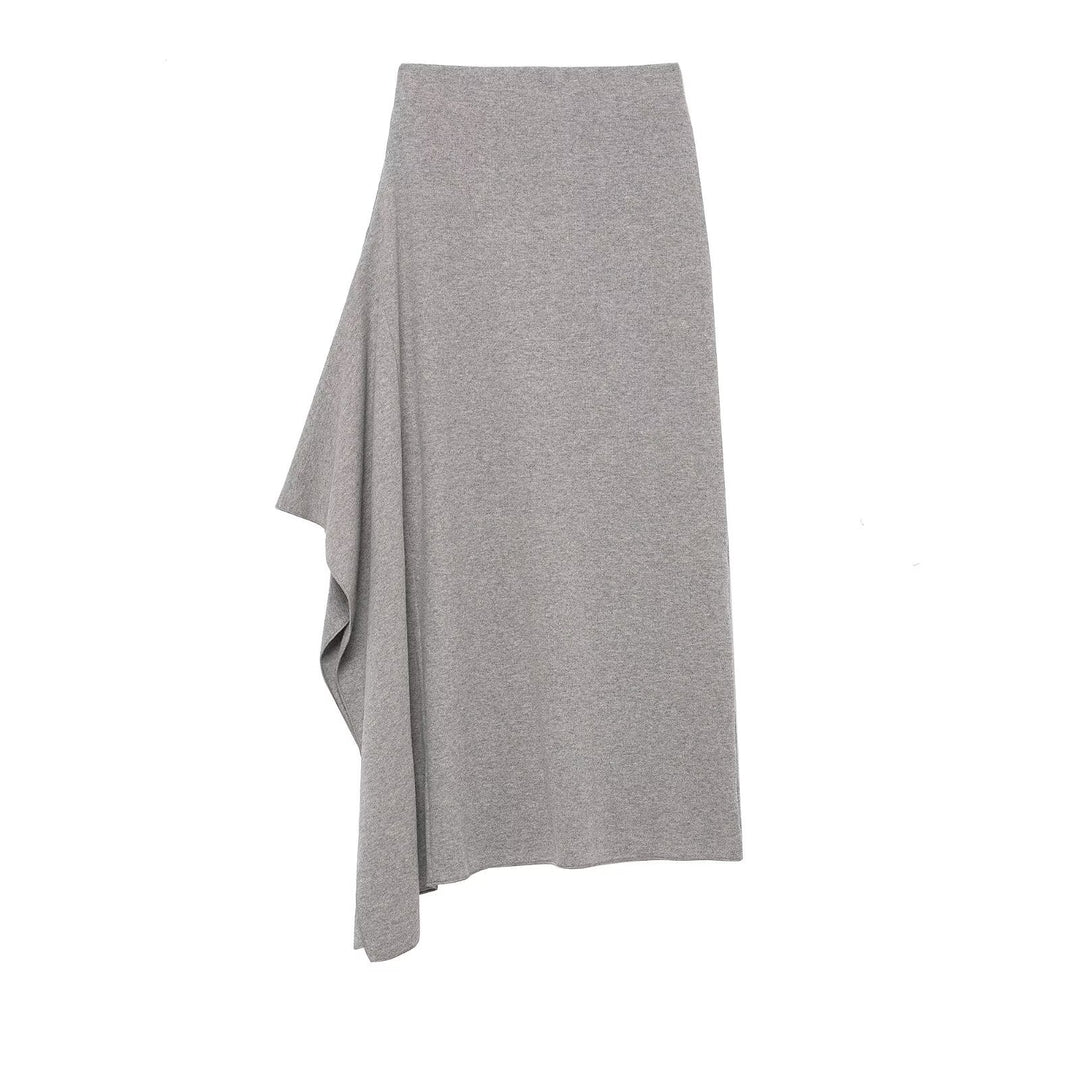 Damen Asymmetrischer Midirock aus Feinstrick mit drapiertem Seitenschlitz Drune