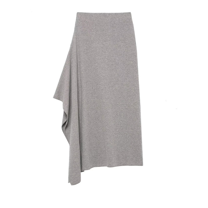 Damen Asymmetrischer Midirock aus Feinstrick mit drapiertem Seitenschlitz Drune