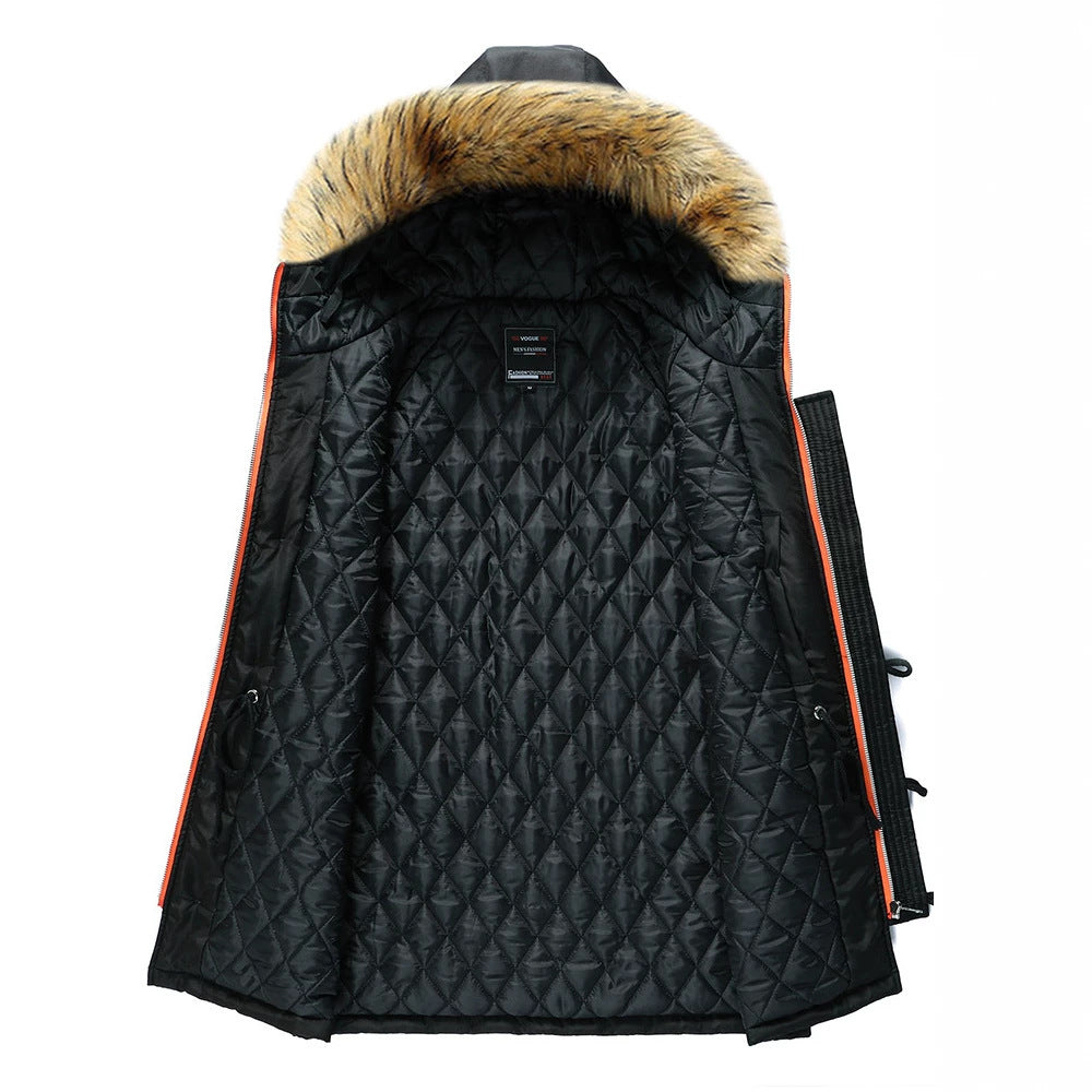 Herren Urbaner Winterparka im Fieldstil mit abnehmbarem Kunstfellbesatz und multifunktionalen Taschen Drune
