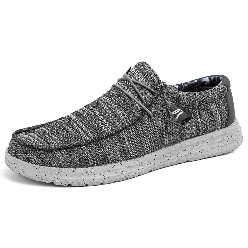 Herren Legerer Canvas-Mokassin-Slipper mit geflochtener Schnürung und gefleckter EVA-Sohle Drune