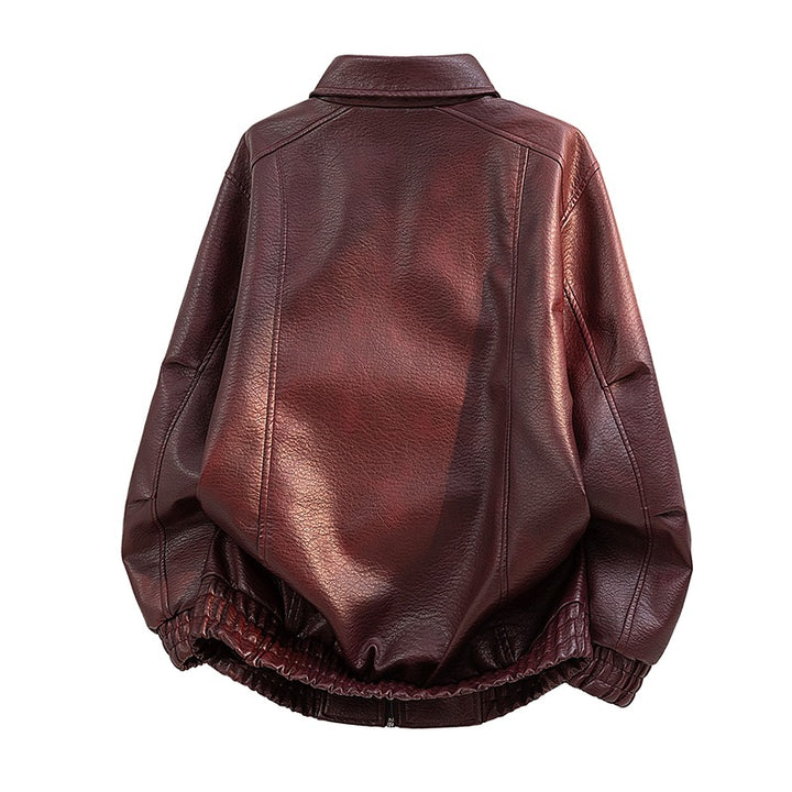 Herren Elegante Kunstlederjacke mit weitem Schnitt Drune
