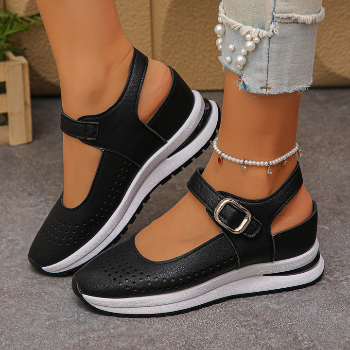 Damen Plateau-Sandalen mit geschlossener Zehenpartie und verstellbarem Klettverschluss Drune