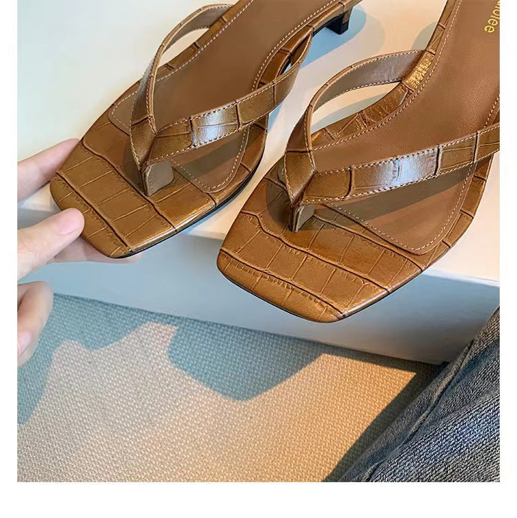 Damen Elegante Offen-Zehen Rutsch-Sandalen Drune