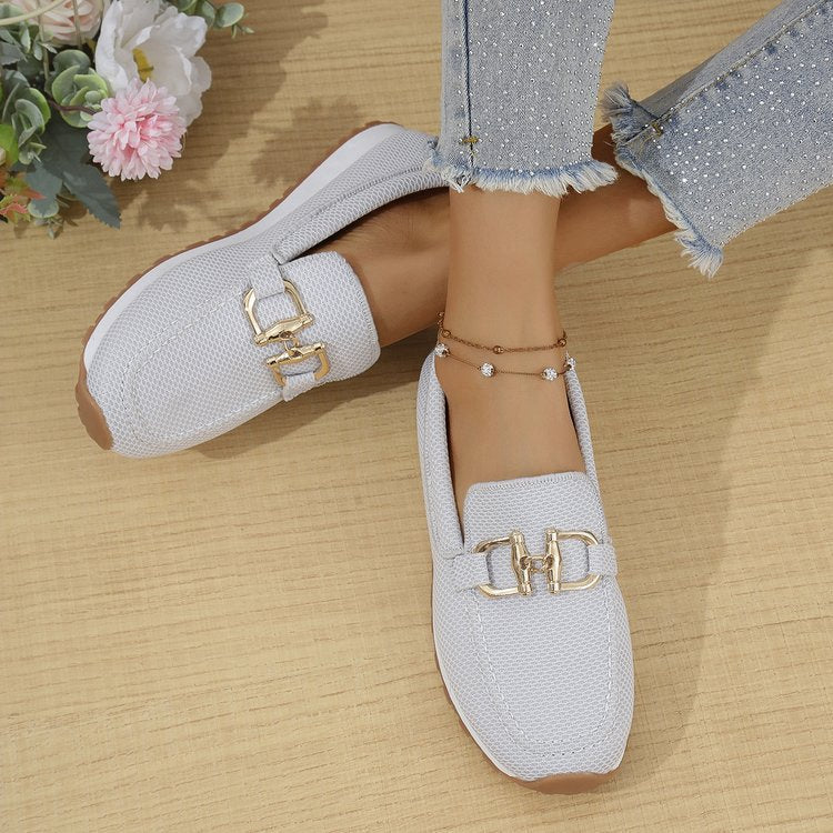 Damen Leichte Mesh-Slipper-Loafer mit gepolstertem Komfortfußbett und Dekor-Schnalle Drune