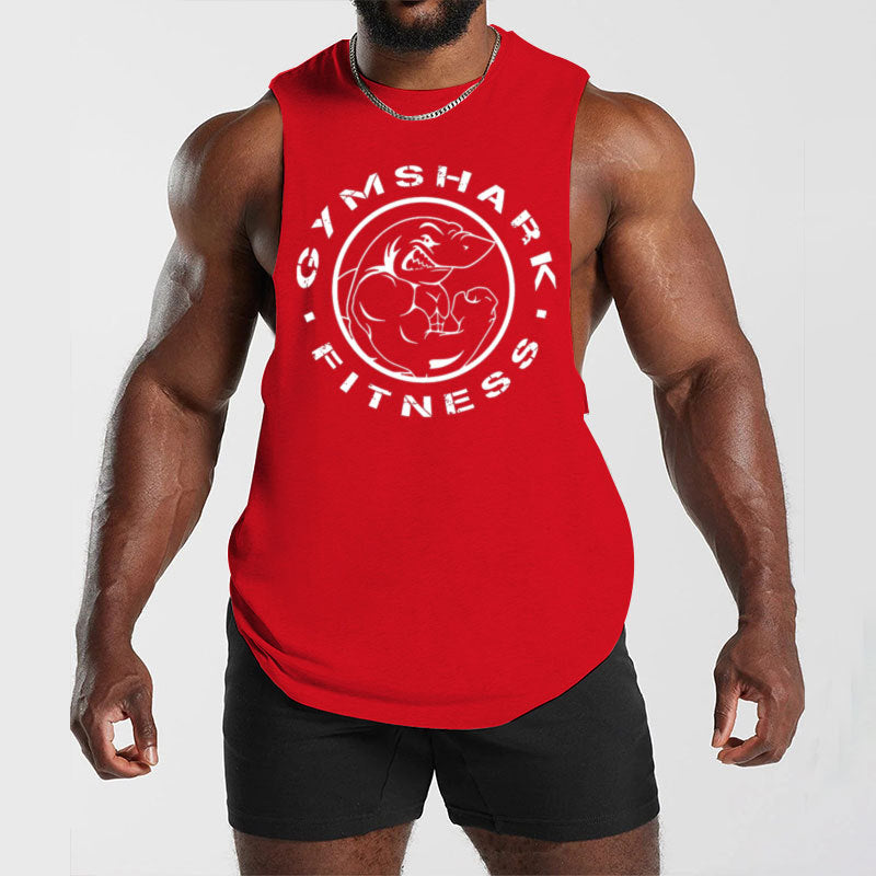 Herren nan ärmelloses Muskelshirt mit extra tiefen Armöffnungen und großem Logodruck Drune