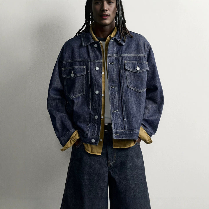Herren Boxy-Jeansjacke aus Denim mit überschnittener Schulter Drune