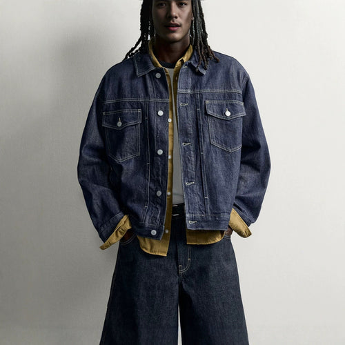 Herren Boxy-Jeansjacke aus Denim mit überschnittener Schulter Drune