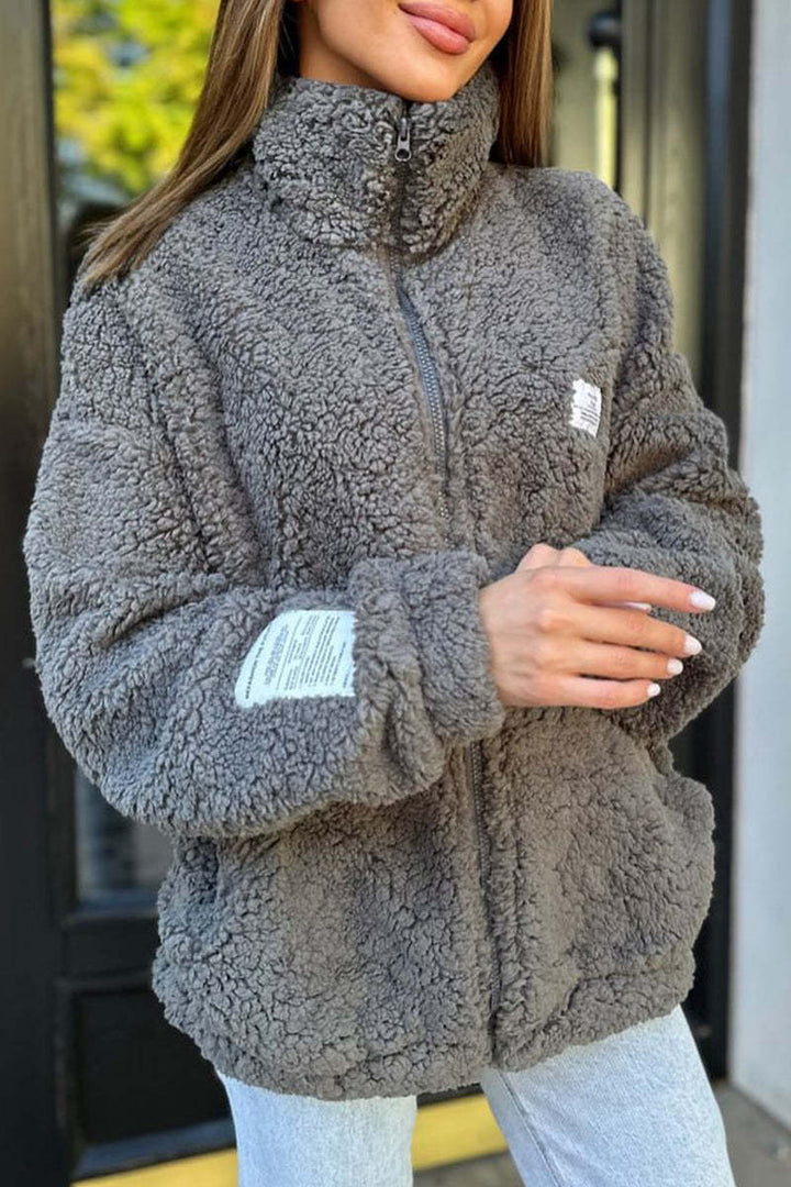 Damen Kuschelige Fleecejacke mit hohem Kragen und praktischen Taschen Drune