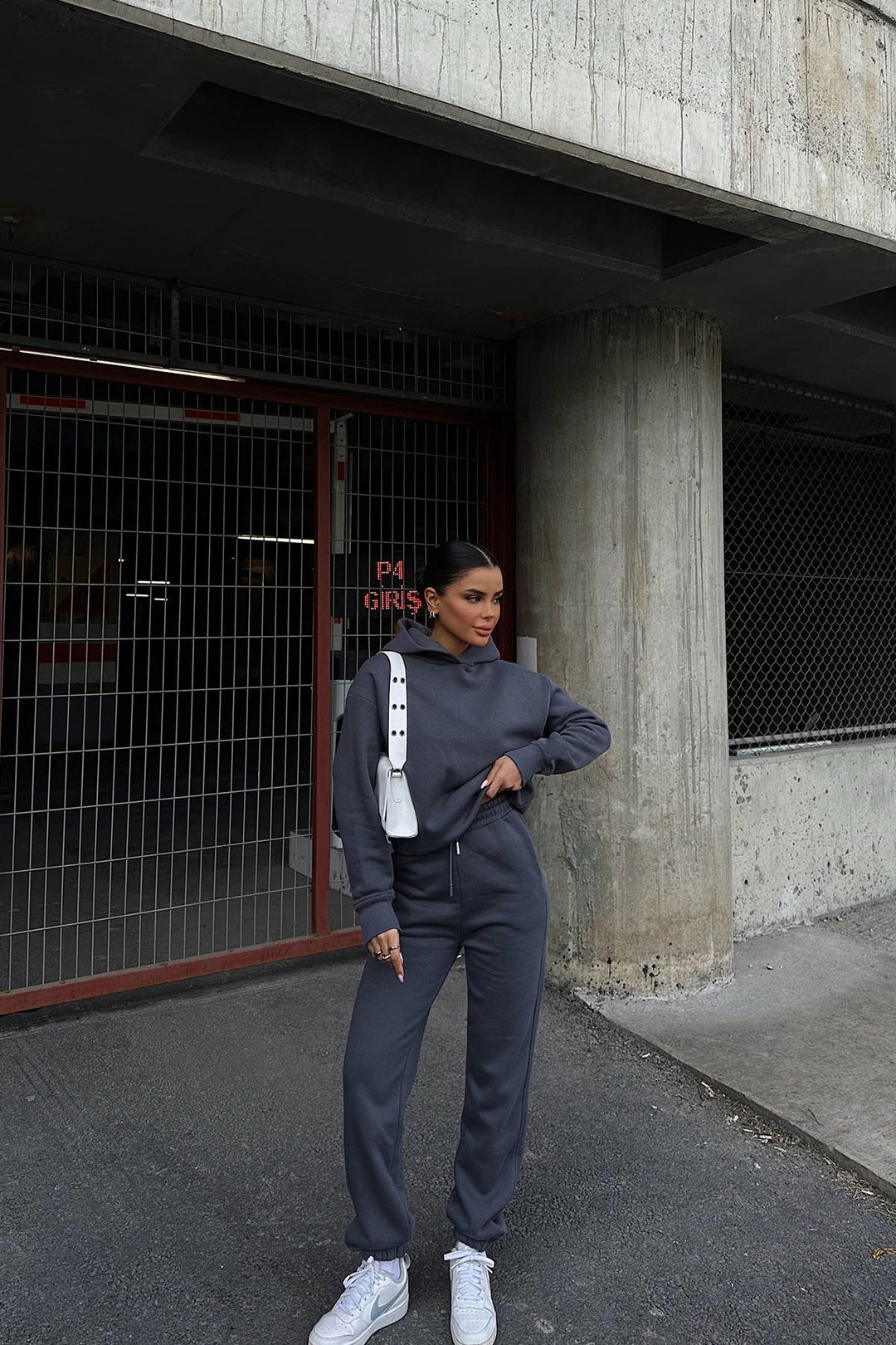 Damen lässiger Hoodie- und Jogginganzug mit elastischem Bund und Oversized-Schnitt Drune