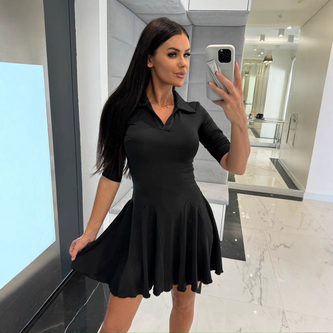 Damen Poloshirt-Kleid mit schwingendem Rock und tailliertem Schnitt Drune