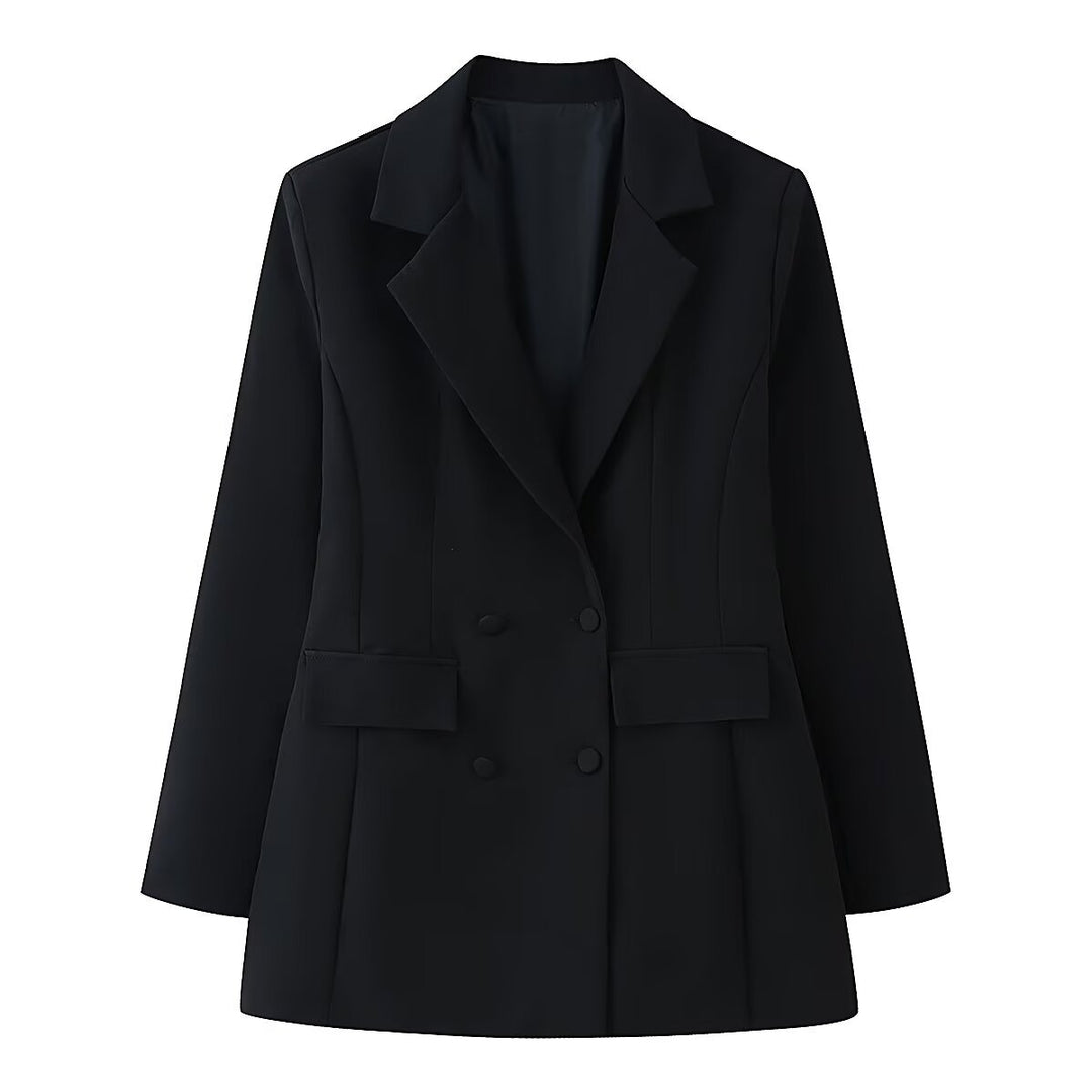 Damen 20+ taillierter doppeltreihiger Blazer mit Pattentaschen und fein strukturierter Silhouette Drune