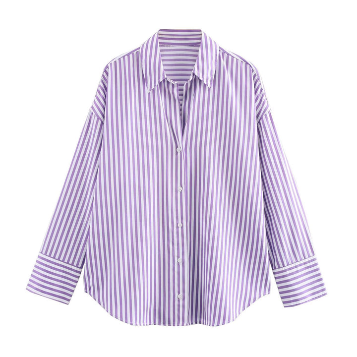 Damen Oversize-Hemdbluse mit überschnittener Schulter und klassischer Knopfleiste Drune