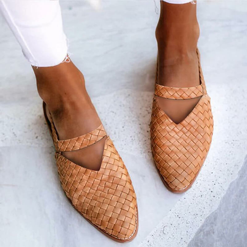 Drune | Woven-Style Spitze Slingback Flats für Damen