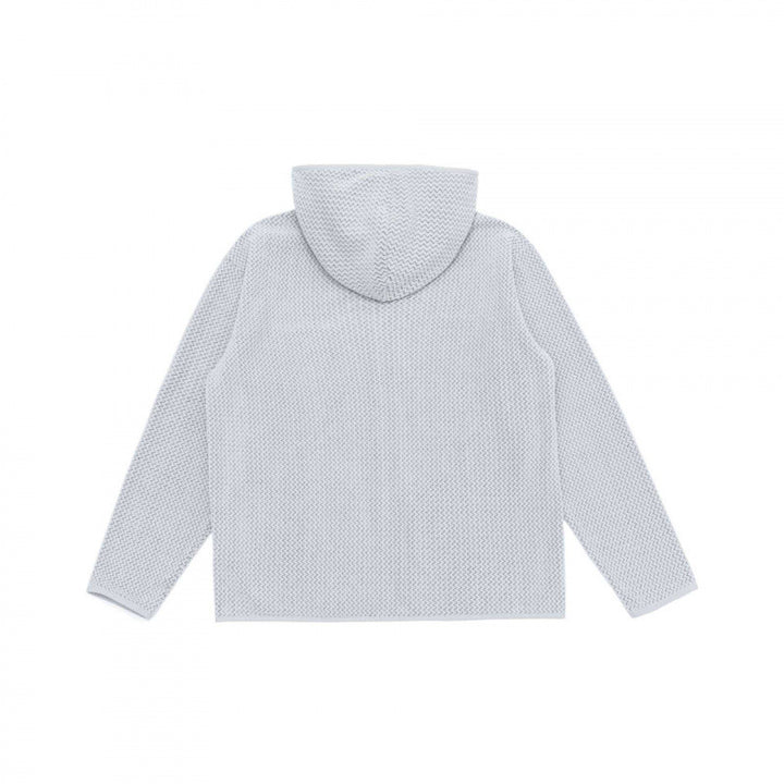 Unisex Kapuzen-Fleecejacke mit durchgehendem Reißverschluss, Strukturstrick und Brust-Reißverschlusstasche Drune