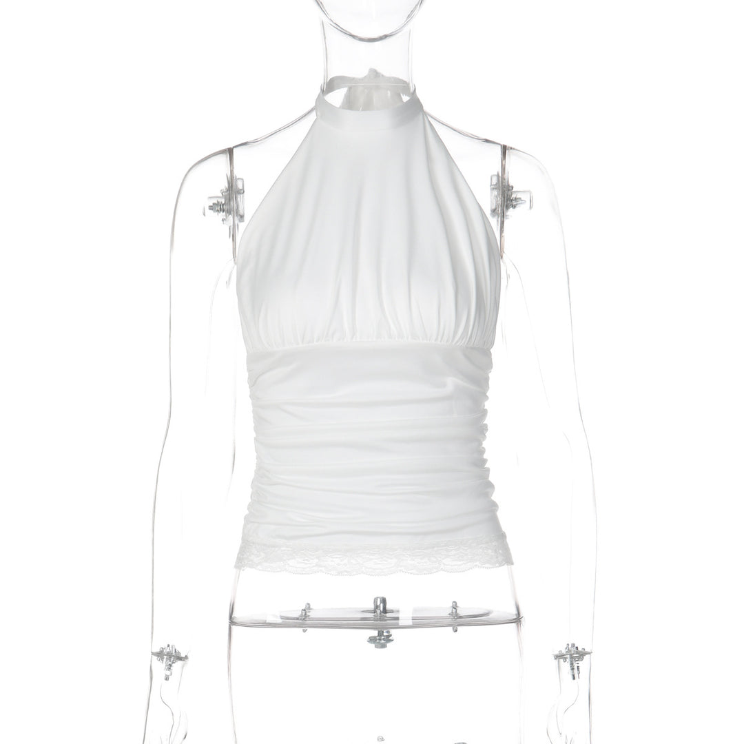 Damen Haltertop mit Raffungen Drune