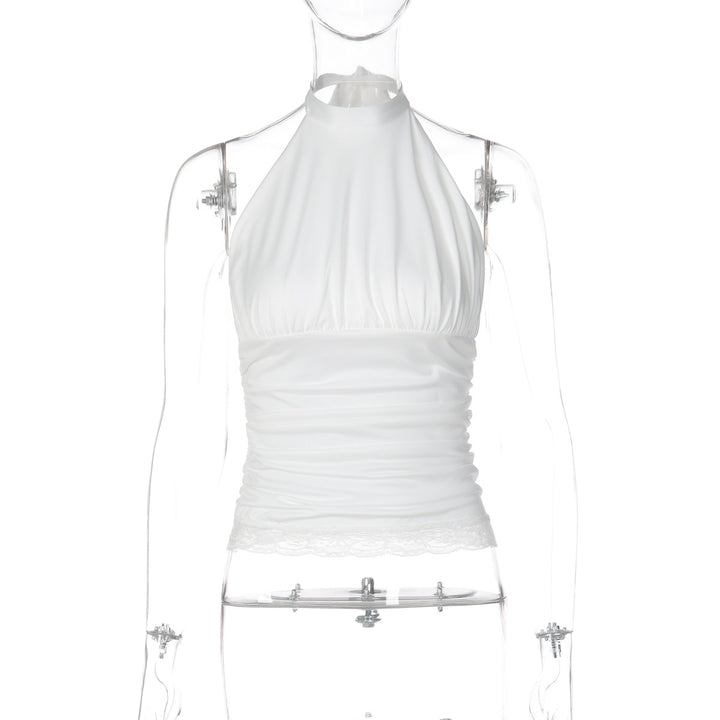 Damen Haltertop mit Raffungen Drune
