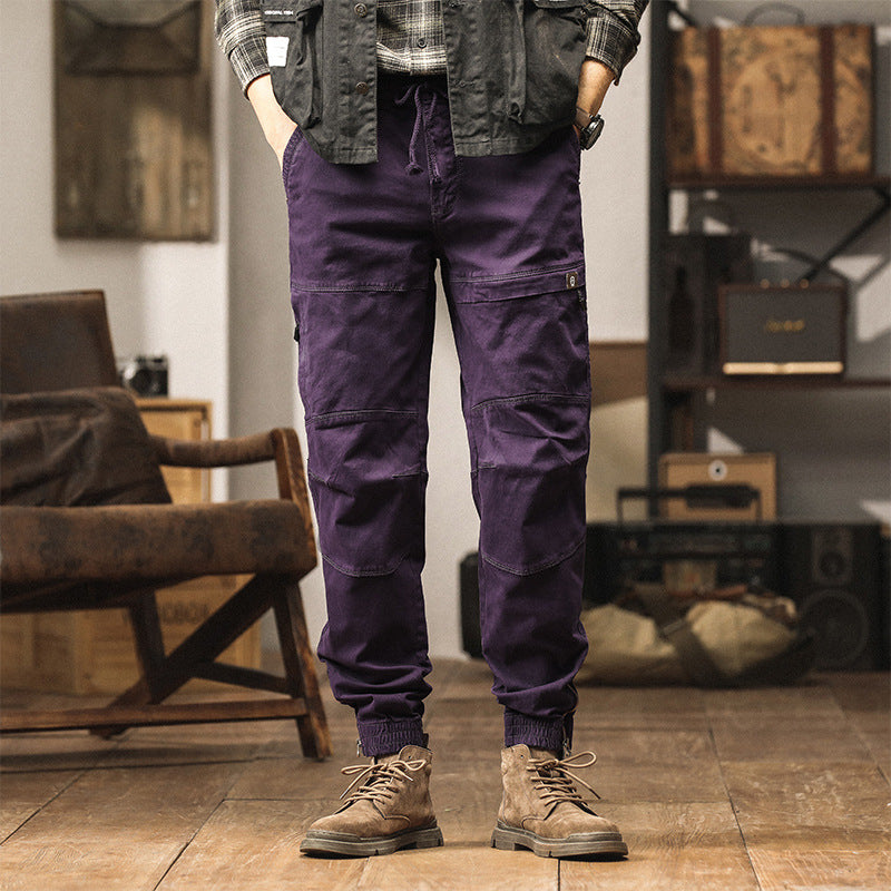 Herren Slim‑Tapered Cargojogger aus Baumwoll‑Twill mit Tunnelzug und Knöchelzipper Drune