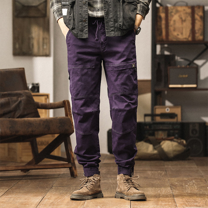 Herren Slim‑Tapered Cargojogger aus Baumwoll‑Twill mit Tunnelzug und Knöchelzipper Drune