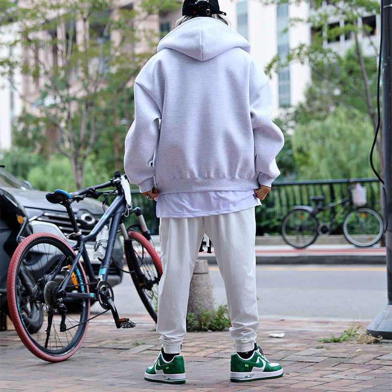 Herren Oversized Kapuzen-Zipjacke aus schwerem Fleece mit Kängurutaschen Drune