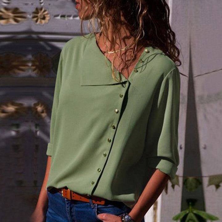 Damen Button-Up Relaxed Fit Bluse Drune