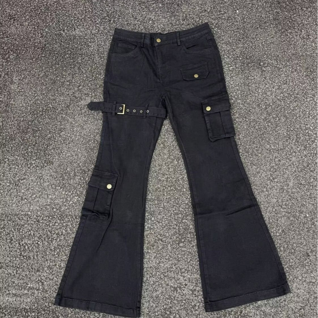 Damen Modische Cargo-Jeans mit weitem Bein und praktischen Taschen Drune