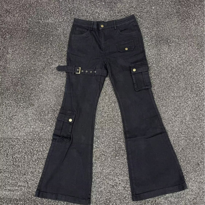 Damen Modische Cargo-Jeans mit weitem Bein und praktischen Taschen Drune