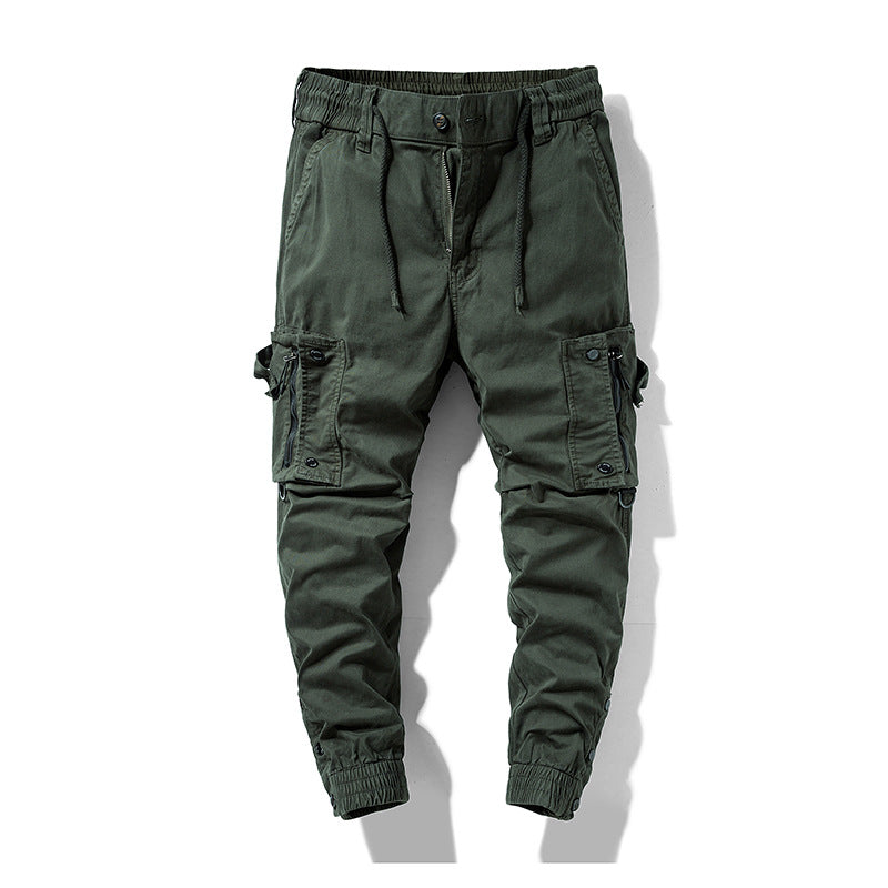 Herren Multifunktionale Cargo-Jogginghose mit Tunnelzugbund, Reißverschluss‑Taschen und verstellbaren Knöchelbündchen Drune