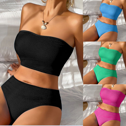 Damen Bandeau-Bikini-Set mit hochgeschnittenen Höschen Drune