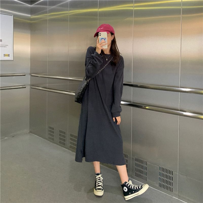 Damen Elegantes Maxikleid mit langen Ärmeln und strukturiertem Design Drune
