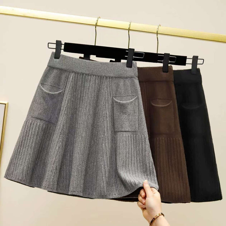 Damen Plissierter Rock mit praktischen Taschen Drune