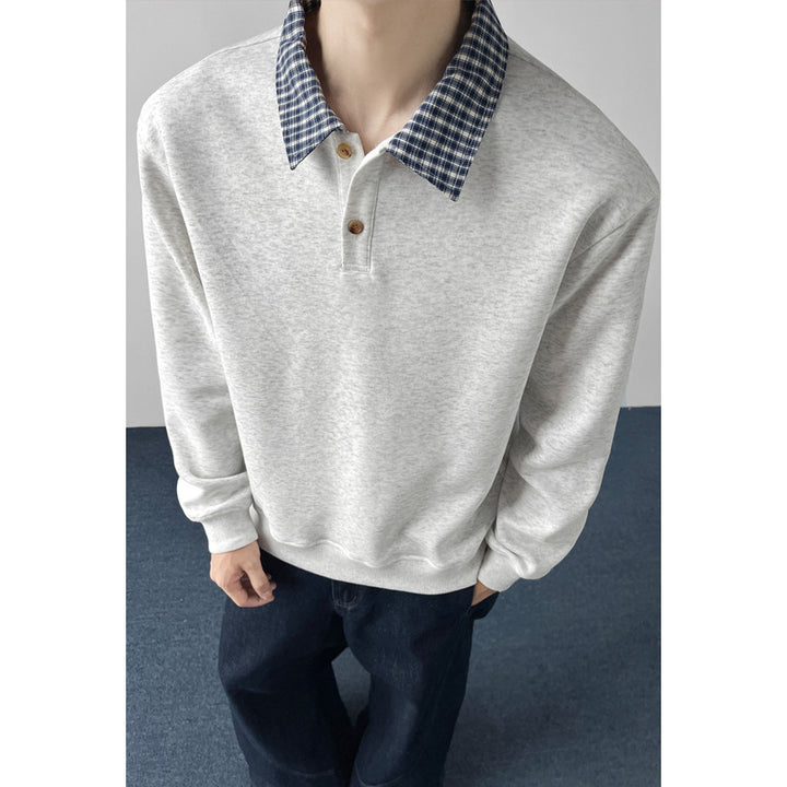 Herren Sportlicher Sweatshirt mit stylish Kragen Drune