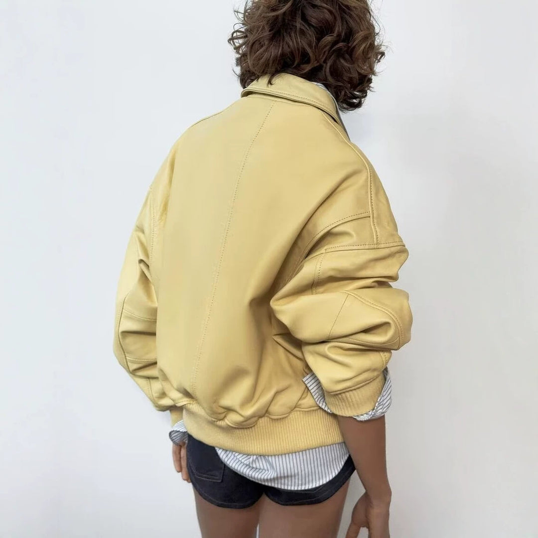 Damen Boxy-Blousonjacke mit Reißverschluss, Rippbündchen und Hemdkragen Drune