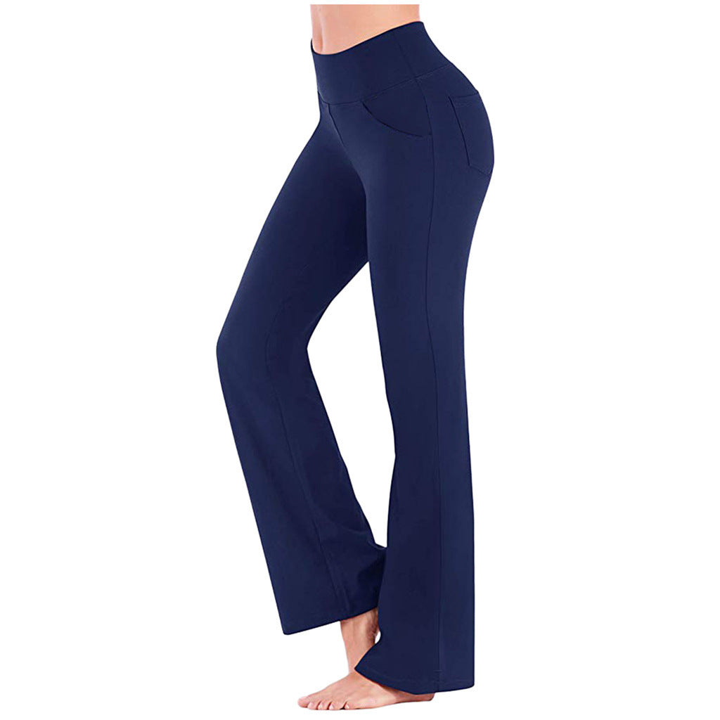 Damen nan ausgestellte Highwaist Yogahose mit seitlicher Handytasche und formendem Komfortbund Drune