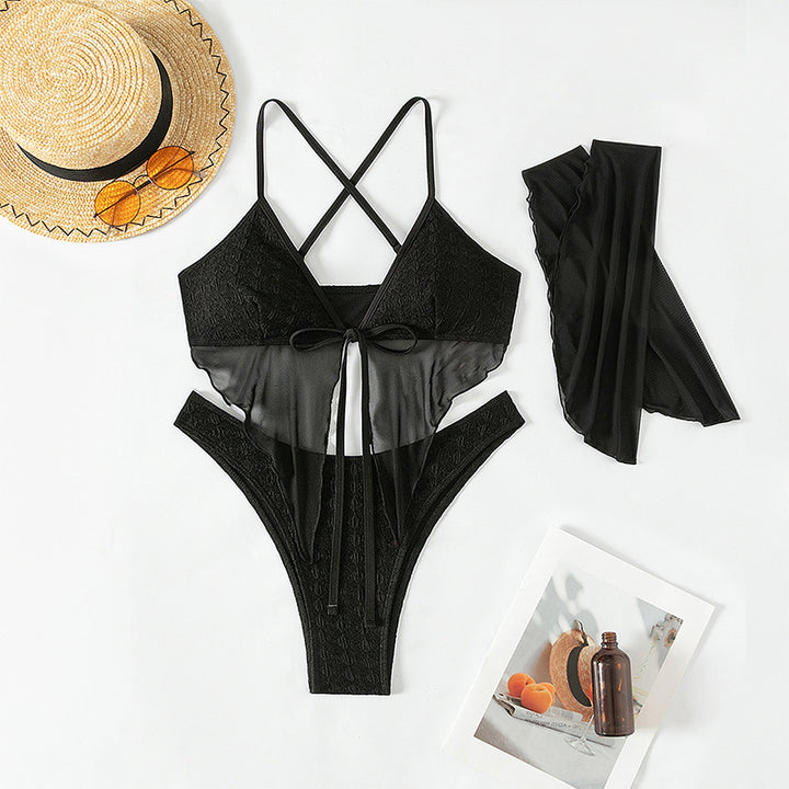 Damen Glamouröser Zweiteiler-Bikini mit Chiffon-Top Drune