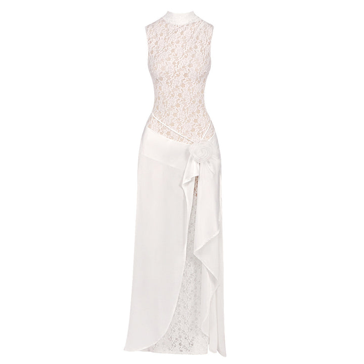 Damen Elegantes Hochzeitskleid mit Spitze und schwingendem Rock Drune