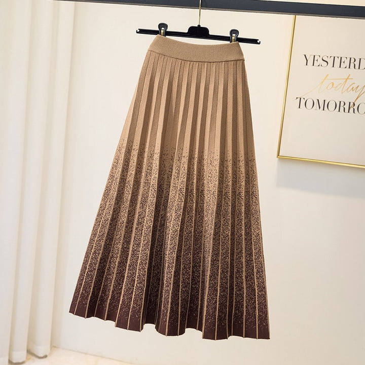 Damen Eleganter Plissee-Rock mit kontrastierenden Streifen Drune