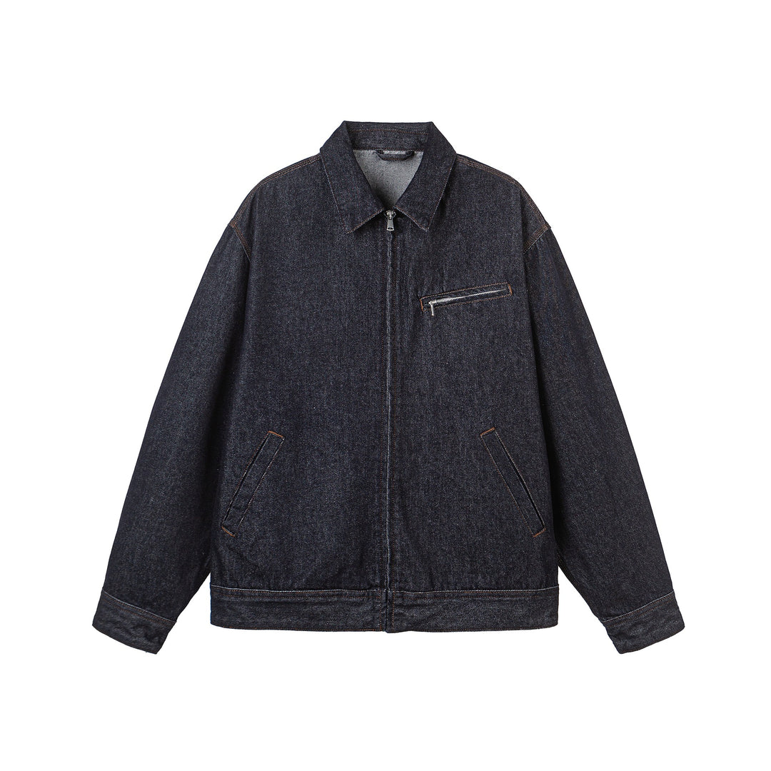 Herren Oversize Denim-Blouson mit durchgehendem Reißverschluss Drune