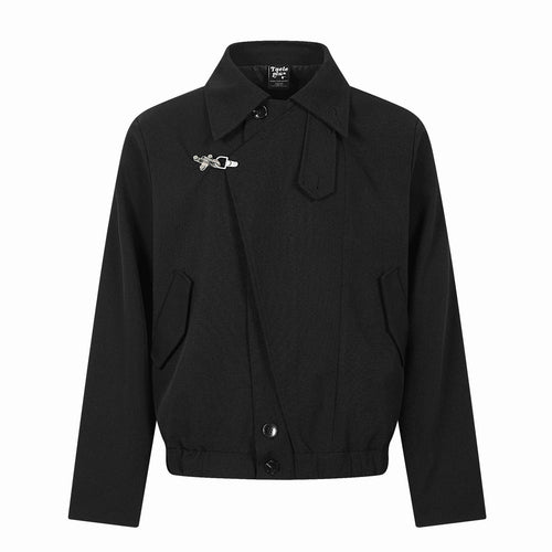 Damen Kurzblouson im Overshirt‑Stil mit markantem Hemdkragen und Metallhakenverschluss Drune
