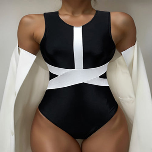 Damen Sportlicher Einteiler Badeanzug mit modernem Schnitt Drune