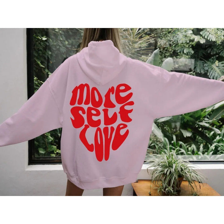 Damen oversized Kapuzenpullover mit kreativem Herzmotiv Drune